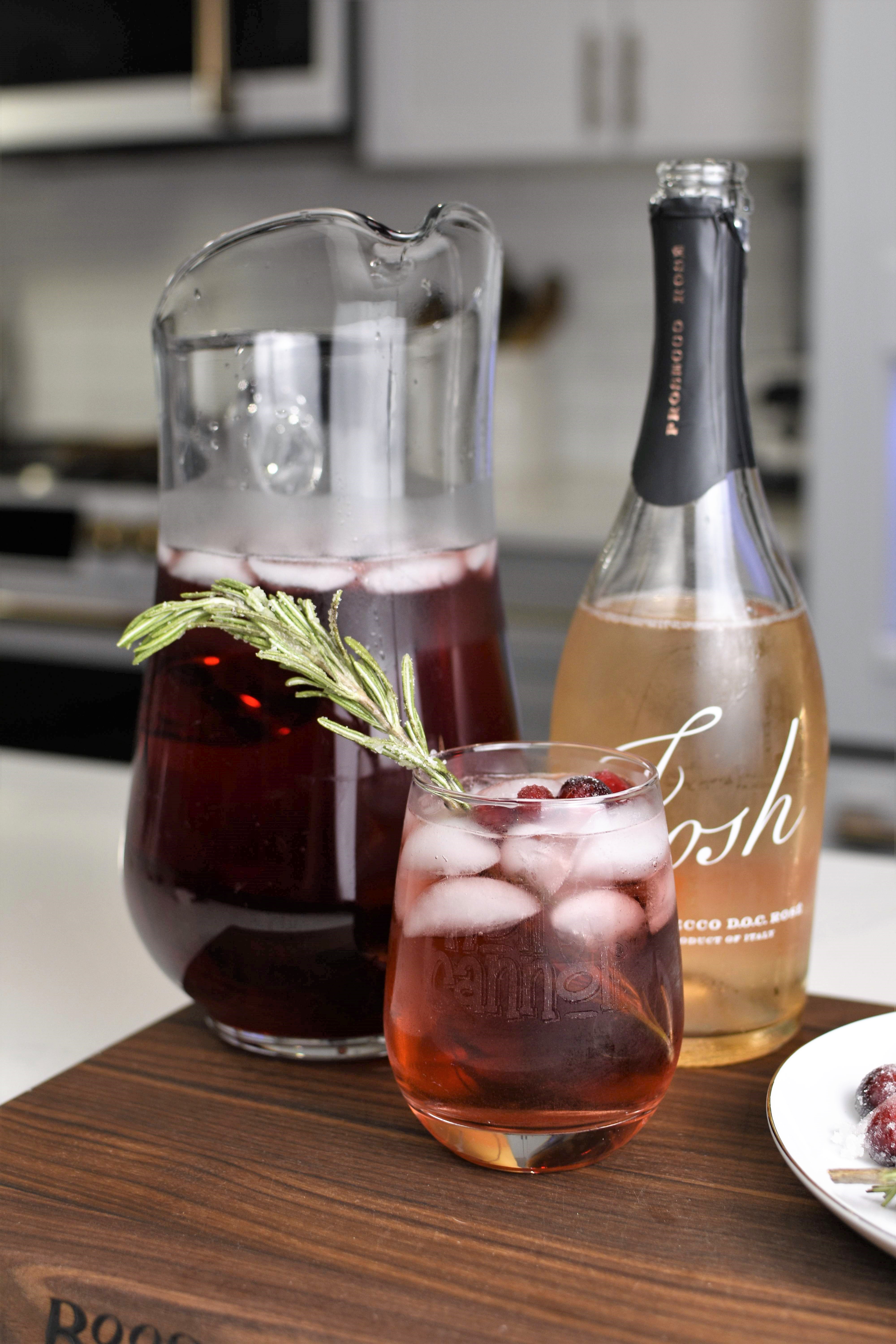Sparkling Rose Cranberry and Vodka Cocktail