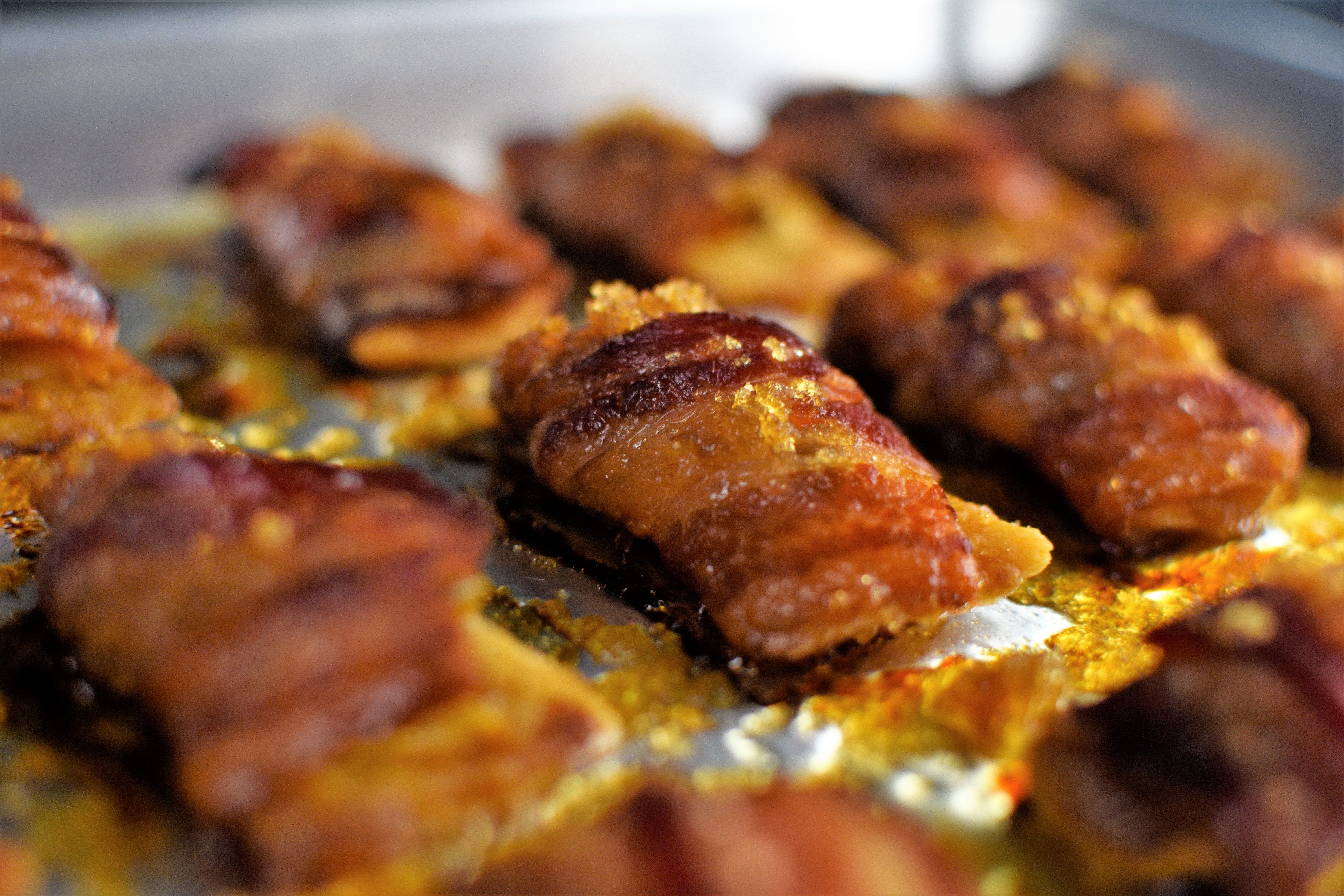 bacon wrapped sweet and spicy crackers